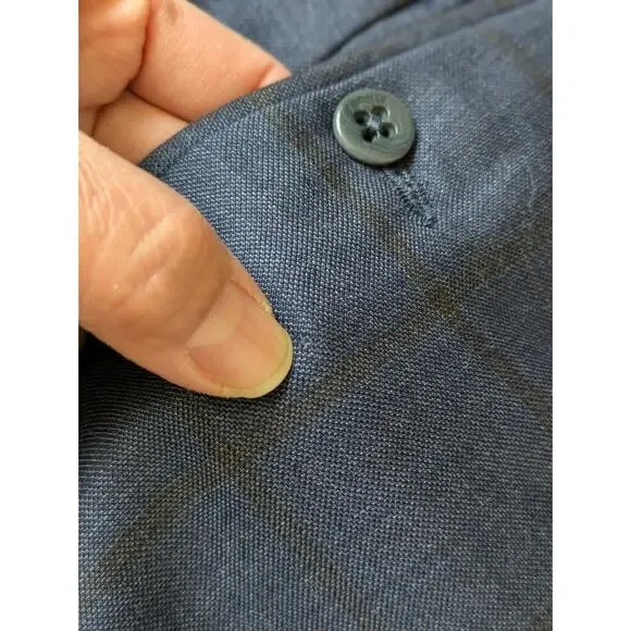 Zanella Dress Pants Mens 33 Blue-401 Plaid Wool TODD 111184 Flat Front Business - Picture 7 of 10